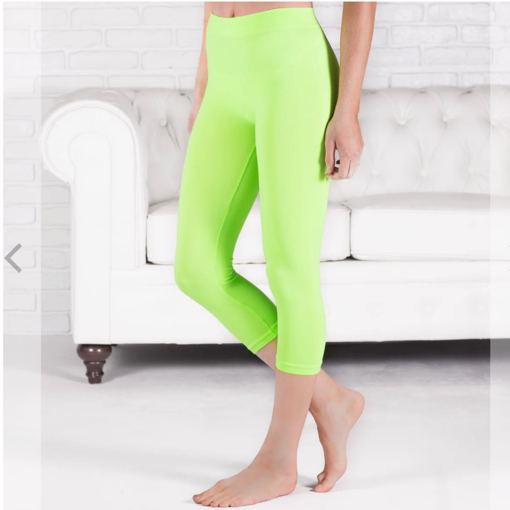 Mopas Capri Tights or Leggings Neon Green NWT